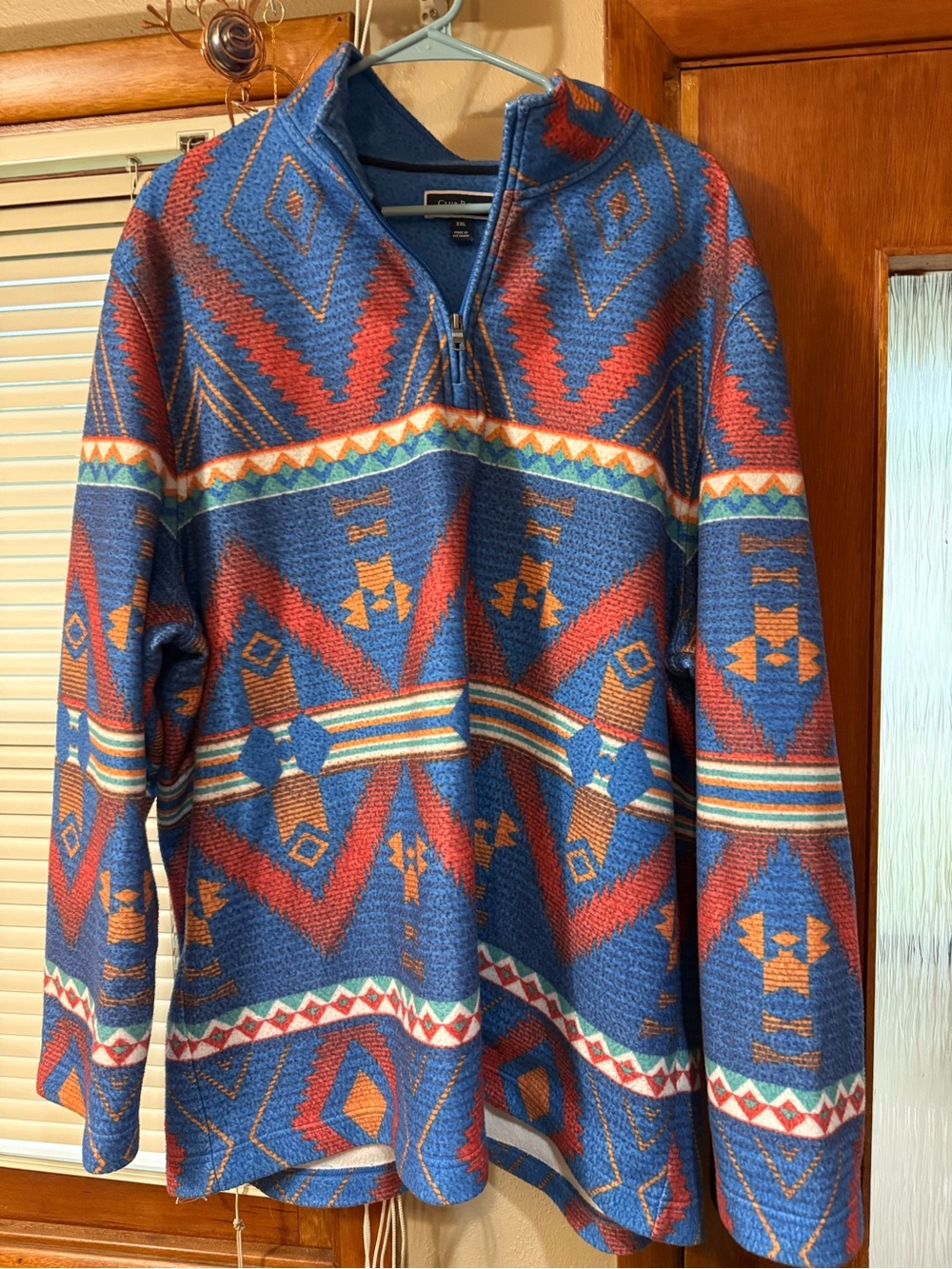 Men’s Blue Patterned Quarter-Zip Sweater
